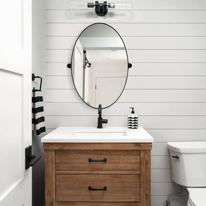 ANDY STAR Modern 22 x 34 Inch Oval Wall Hanging Bathroom Mirror, Matte Black - TRAPSKI