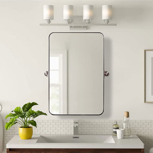 ANDY STAR Modern 22x34" Rectangular Wall Hanging Bathroom Mirror, Brushed Gold