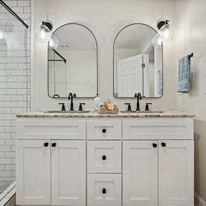 ANDY STAR 24 x 38 Inch Wall Mounted Metal Frame Arched Vanity Mirror, Black