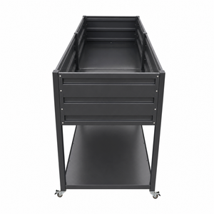 Dual Tier Elevated Metal Raised Garden Bed with Lockable Wheels & Lower Storage Shelf