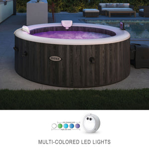 Intex PureSpa Plus Greywood Inflatable Hot Tub Spa with Multi-Colored LED Lights