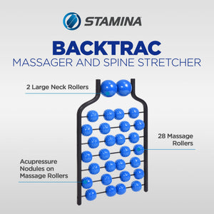 Stamina Backtrac Massager and Spine Stretcher for Back Pain, Black and Blue