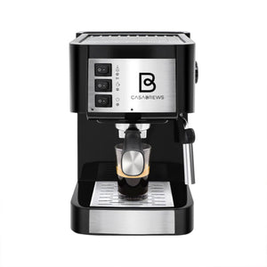 Casabrews Compact Espresso Coffee Machine with Milk Frother Wand, Black & Silver