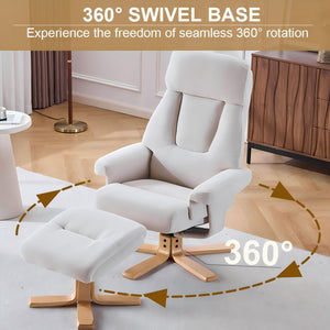 Upholstered Heated Massage 360° Swivel Accent Chair With Ottoman