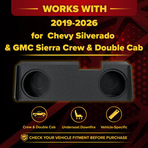QPower Dual 10" Sub Box - Chevy Silverado & GMC Sierra Crew & Double Cab 19-26
