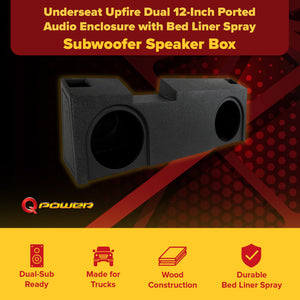 QPower Dual 12" Sub Box - Chevy Silverado & GMC Sierra Crew & Double Cab 19-26