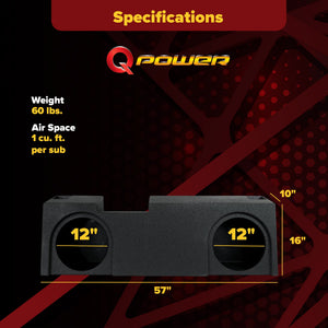 QPower Dual 12" Sub Box - Chevy Silverado & GMC Sierra Crew & Double Cab 19-26