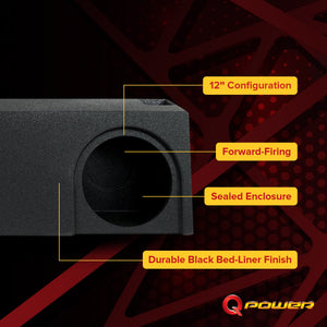 QPower Dual 12" Sub Box - Chevy Silverado & GMC Sierra Crew & Double Cab 19-26
