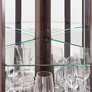 Corner Glass Cabinet Lighted Curio Cabinet in Dark Cherry