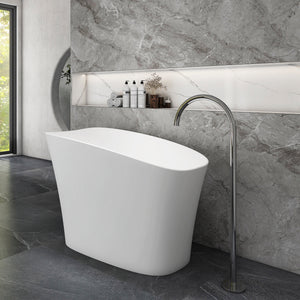 51-Inch Freestanding Solid Surface Deep Soaking Bathroom Bathtub with Seat