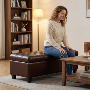Storage Ottoman Bench With Safety Hinges