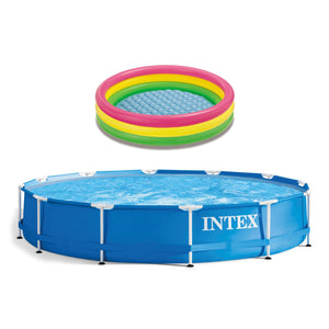 Intex 12' Above Ground Pool and Pump with 58" Inflatable Sunset Glow Kids Pool