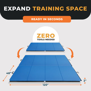 BalanceFrom Fitness 120 x 48" All Purpose Folding Gymnastics Exercise Mat, Blue