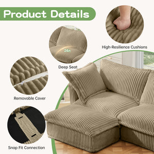 Slipcovered Long Sofa - 4 Seater Couch