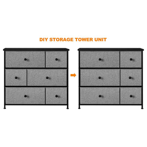REAHOME 6 Drawer Dresser Organization Storage Unit with Steel Frame, Light Grey