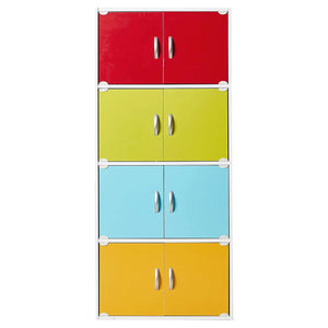 Hodedah 8 Door Enclosed Multipurpose Storage Cabinet for Home/Office, Rainbow