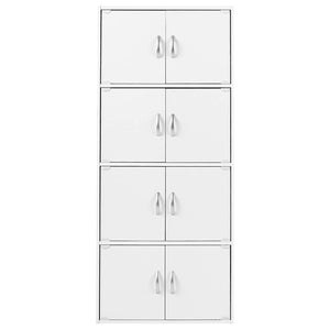 Hodedah 8 Door Enclosed Multipurpose Storage Cabinet for Home and Office, White