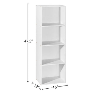 Hodedah 12 x 16 x 47 Inch 4 Shelf Bookcase and Office Organizer, White Finish - TRAPSKI