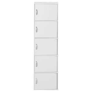 Hodedah 5 Shelf Home and Office Enclosed Organization Storage Cabinet, White