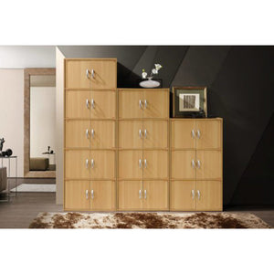 Hodedah 10 Door Enclosed Multipurpose Storage Cabinet for Home and Office, Beech - TRAPSKI