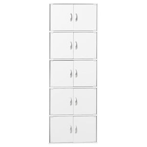 Hodedah 10 Door Enclosed Multipurpose Storage Cabinet for Home and Office, White