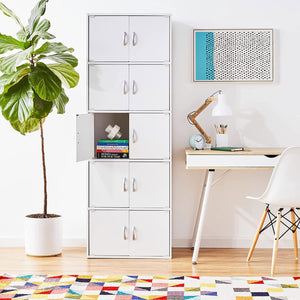 Hodedah 10 Door Enclosed Multipurpose Storage Cabinet for Home and Office, White
