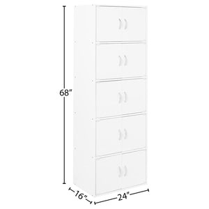 Hodedah 10 Door Enclosed Multipurpose Storage Cabinet for Home and Office, White
