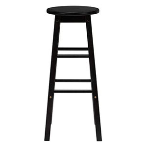 PJ Wood Classic Round-Seat 24 Inch Kitchen and Counter Stools, Black, Set of 2