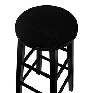 PJ Wood Classic Round-Seat 24 Inch Kitchen and Counter Stools, Black, Set of 2