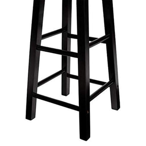 PJ Wood Classic Round-Seat 29 Inch Tall Kitchen Counter Stools, Black, Set of 2