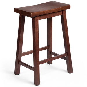 PJ Wood Classic Saddle-Seat 24 Inch Kitchen, Table, & Bar Counter Stool, Walnut