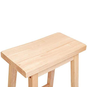 PJ Wood Classic Saddle-Seat 29 Inch Tall Kitchen Counter Stools, Natural