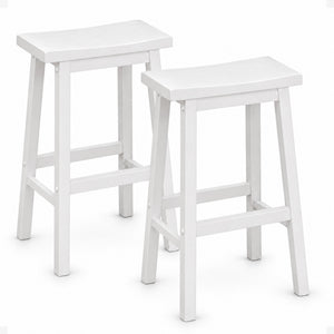 PJ Wood Saddle-Seat 29 Inch Kitchen, Table, & Bar Counter Stool, White, Set of 2