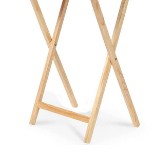 PJ Wood Folding Portable TV Snack Tray Table with Natural Finish, 2 Piece Set - TRAPSKI