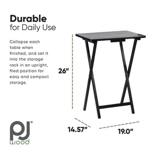 PJ Wood Portable Folding TV Snack Tray Table Desk Stand, Black (10 Piece Set)