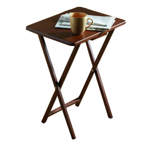 PJ Wood Folding TV Tray Tables with Compact Storage Rack, Walnut, 5 Piece Set - TRAPSKI