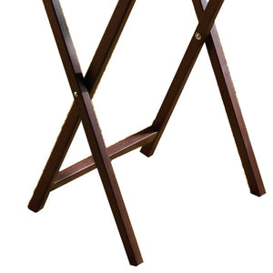PJ Wood Folding TV Tray Tables with Compact Storage Rack, Walnut, 5 Piece Set - TRAPSKI