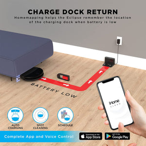 iHome AutoVac Eclipse Self Charging Robot Vacuums for Multi Level Homes (2 Pack)