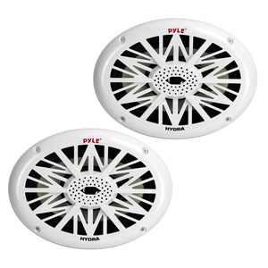 Pyle 260 Watts 4 Ohms Water Resistant 2 Way Boat Marine Speakers, White, 4 Pack