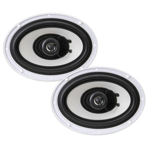 Pyle 260 Watts 4 Ohms Water Resistant 2 Way Boat Marine Speakers, White, 4 Pack