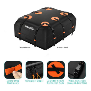 Smashier 15 Cubic Ft Heavy Duty Waterproof Car Rooftop Cargo Carrier Bag, Black