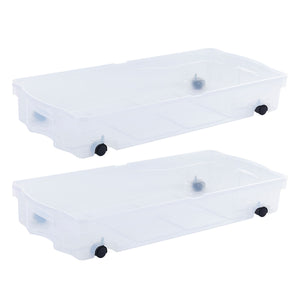 Rubbermaid 70 Qt Under Bed Wheeled Storage Boxes with Dual Hinged Lids (2 Pack)