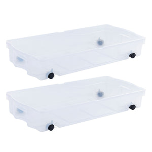 Rubbermaid 70 Qt Under Bed Wheeled Storage Boxes with Dual Hinged Lids (2 Pack)