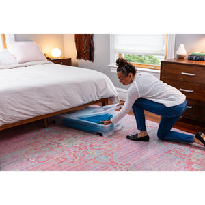 Rubbermaid 70 Qt Under Bed Wheeled Storage Boxes with Dual Hinged Lids (2 Pack)