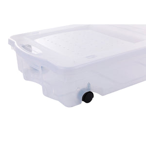 Rubbermaid 70 Qt Under Bed Wheeled Storage Boxes with Dual Hinged Lids (2 Pack)