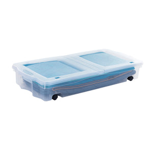 Rubbermaid 70 Qt Under Bed Wheeled Storage Boxes with Dual Hinged Lids (2 Pack)