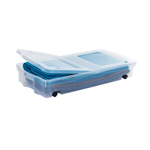 Rubbermaid 70 Qt Under Bed Wheeled Storage Boxes with Dual Hinged Lids (2 Pack)