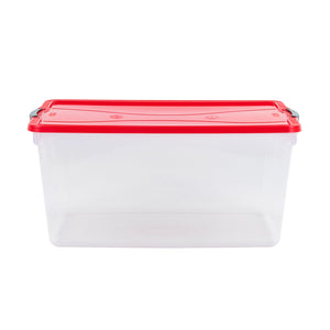 Rubbermaid Cleverstore 18 Gal Plastic Holiday Storage Tote, Clear & Red, 4 Pack - TRAPSKI