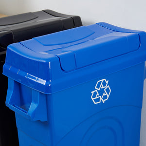 United Solutions 23 Gallon Highboy Kitchen Recycling Bin with Swing Lid, Blue