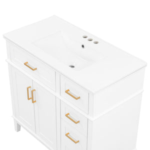 Bathroom Vanity With Sink, Soft Close Doors, 4 Storage Drawers